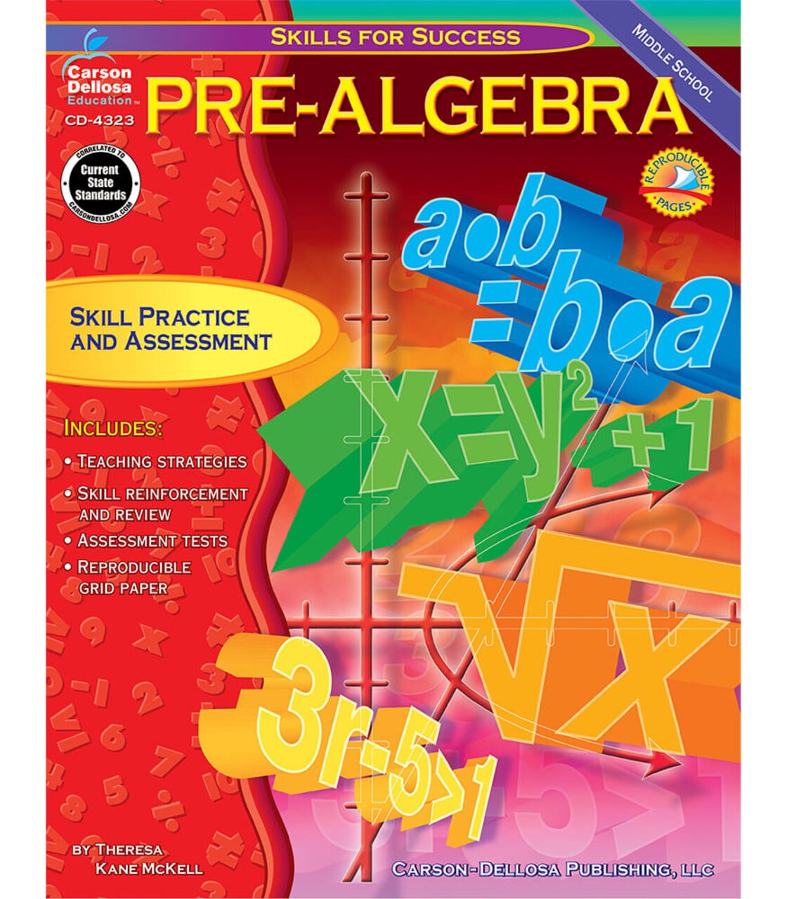 Carson Dellosa Pre Algebra Workbook, Middle School Math Book Covering Integers, Fractions, Decimals, Ratio, Square Root, and More, Mathematics Classroom or Homeschool Curriculum
